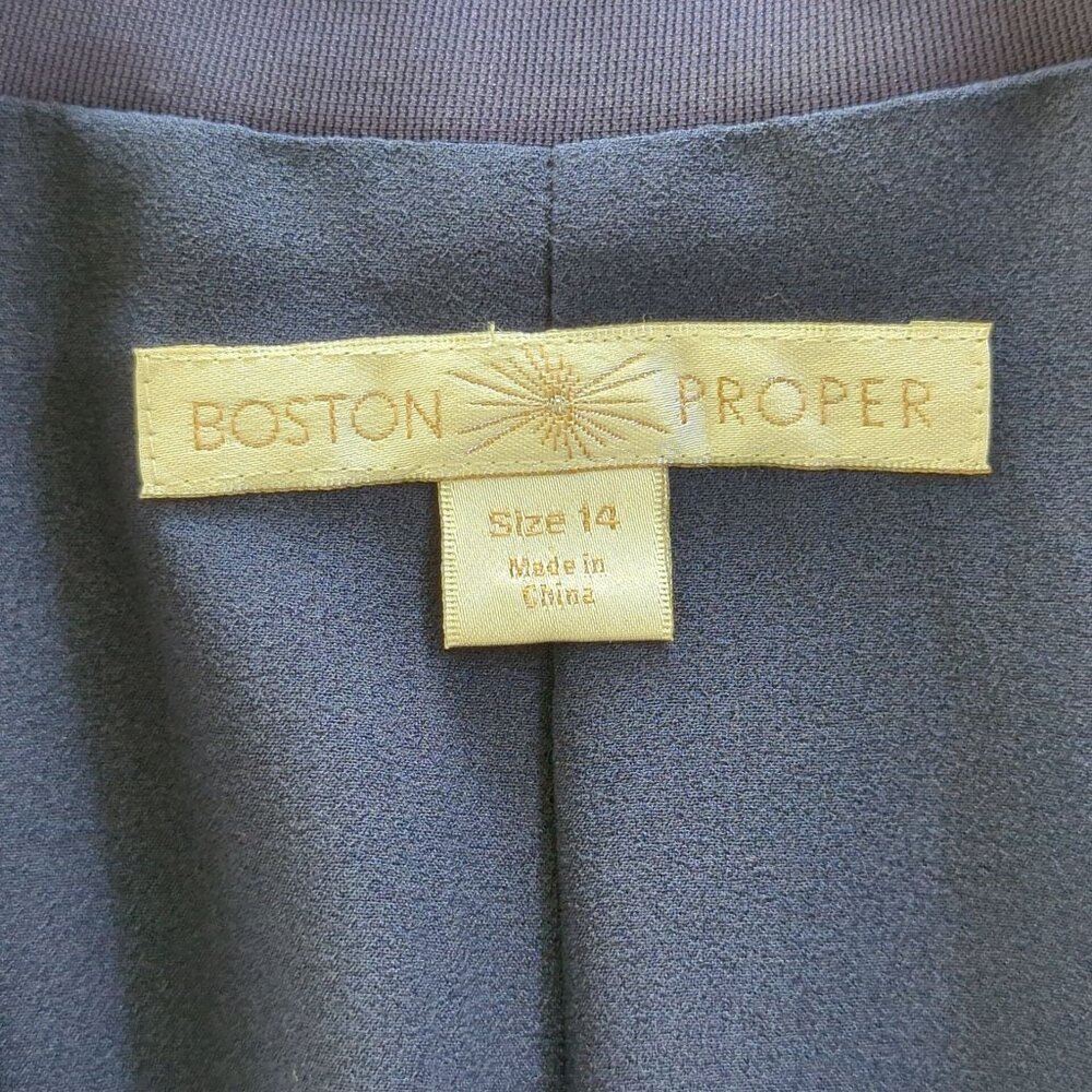 Boston Proper Blue Blazer Size 14 One button Comfortable Career Slat Pockets - Picture 8 of 16
